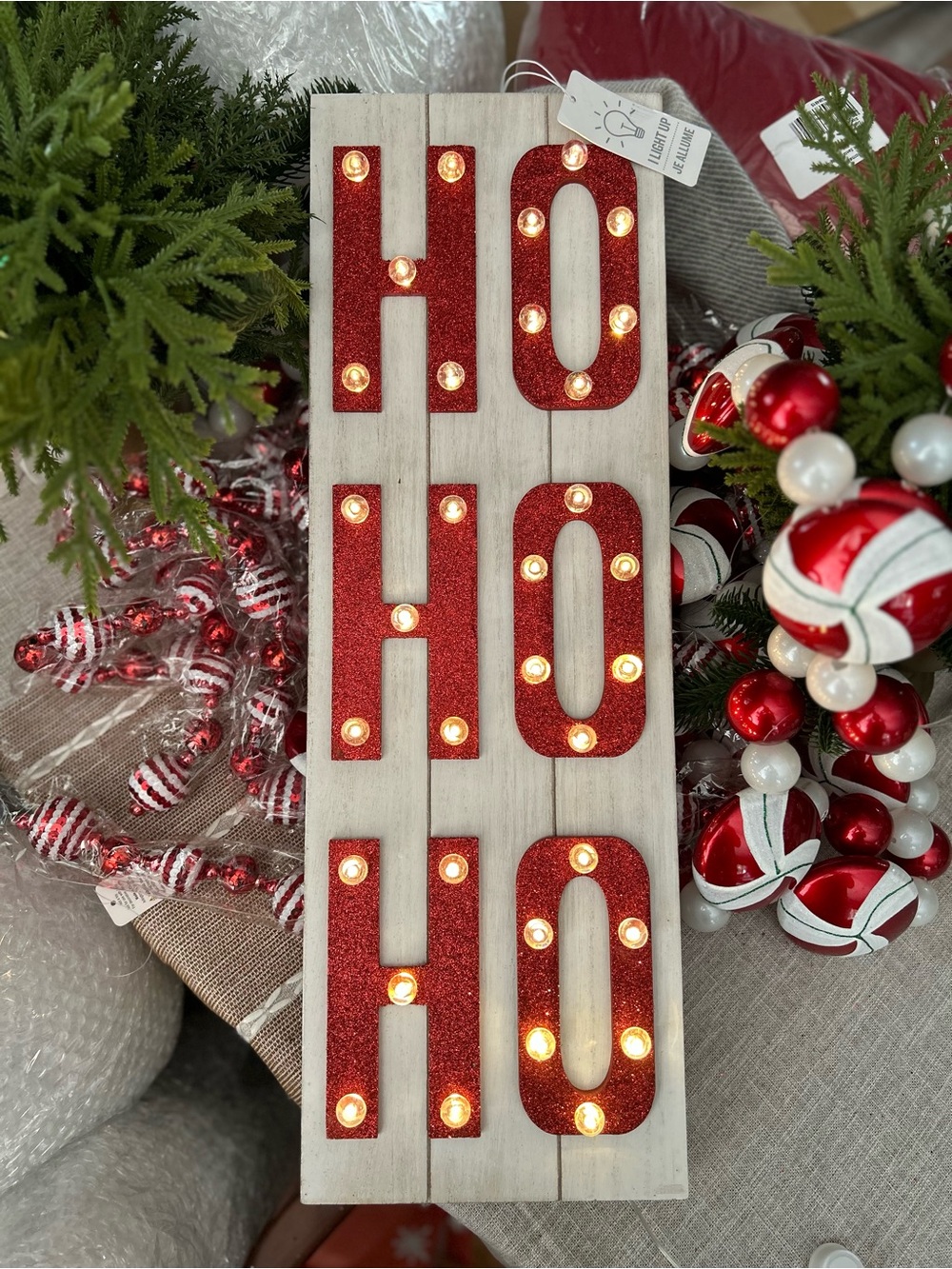 Festive 'HO HO HO' Lighted Holiday Sign - NEW
